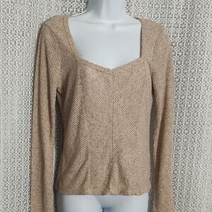 OAK Women's Beige Long Sleeve Knit Top